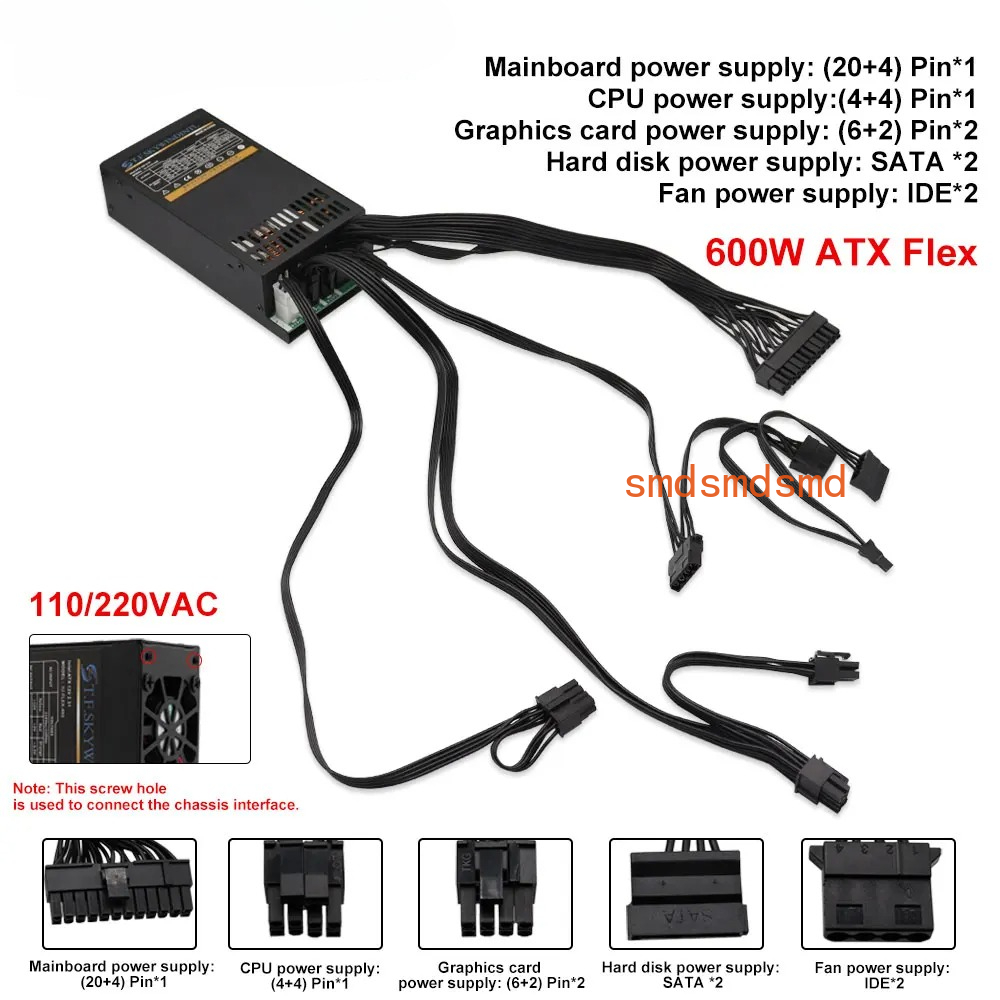600W Modular Power Supply Smal - Flex Atx Power Supply 600W 1U ulasan dan harga